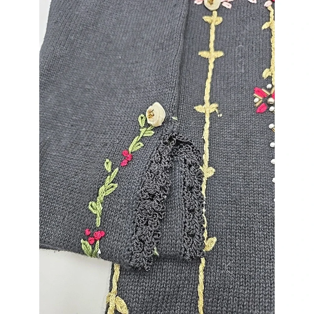 Victoria Jones Fall VTG Embroidered Ugly Christmas Sweater Beaded Woman S - Picture 6 of 12